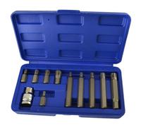 AB Tools 1/2In Drive Ribe Bit Socket Set M5 - M12 Short (30mm) And Deep (75mm) 11Pcs Set