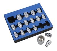 AB Tools 1/2In Drive Shallow Metric mm Sockets 10mm - 30mm 17Pc 6 Sided Single Hex