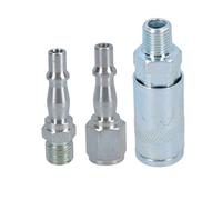AB Tools 1/4" Bsp Female Coupler Male Thread & Male Plugs Air Line Hose Fittings