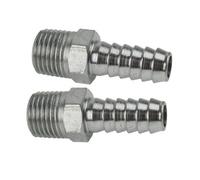 AB Tools 1/4" Bsp Thread Hose Tail 5/16" (8mm) Pipe Connector Air Fitting 2 Pack Ft042