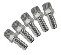 AB Tools 1/4" Bsp Thread Hose Tail 5/16" (8mm) Pipe Connector Air Fitting 5 Pack Ft042