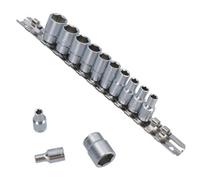 AB Tools 1/4" Dr Metric Shallow Sockets 13Pc 4mm - 14mm 6 Sided Single Hex On Rail