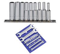 AB Tools 1/4" Drive Deep Ba Sockets 0Ba - 8Ba 9Pc And 6 Spanners 0Ba- 11Ba 12 Sizes