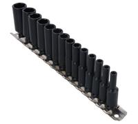 AB Tools 1/4" Drive Deep Metric Impact Sockets 6 Sided 14Pc 4mm - 15mm U S Pro Tools