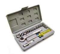 AB Tools 1/4" Drive Shallow Socket Set With Ratchet 17Pc Metric 4mm To 13mm Te397