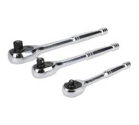 AB Tools 1/4In 3/8In 1/2In Drive Ratchets 72 Teeth Quick Release Socket Drivers 3Pc Set