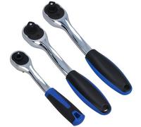 AB Tools 1/4In / 3/8In And 1/2In Drive Curved Ratchet 72 Teeth Quick Release Socket Driver Set