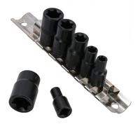 AB Tools 1/4In + 3/8In Drive Female Impact Impacted E Torx Star Sockets E6 - E16 7Pc Set