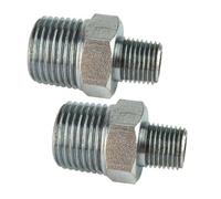 AB Tools 1/8 Bsp Male To 1/4 Bsp Male Step Up / Down Thread Union Air Fitting 2 Pk Ft084