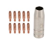 AB Tools 1 Shroud & 10 X 0.6mm Contact Tips Mig Welding Binzel Style Euro Torch Mb15