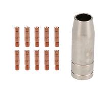 AB Tools 1 Shroud & 10 X 0.6mm Round Contact Tips Mig Welding Binzel Style Mb15 Torch