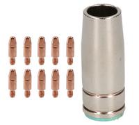AB Tools 1 Shroud & 10 X 0.8mm Contact Tips Mig Welding Binzel Style Euro Torch Mb25