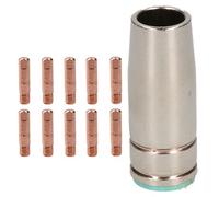 AB Tools 1 Shroud & 10 X 0.8mm Round Contact Tips Mig Welding Binzel Style Euro Mb25