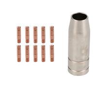 AB Tools 1 Shroud & 10 X 0.8mm Round Contact Tips Mig Welding Binzel Style Mb15 Torch