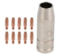AB Tools 1 Shroud & 10 X 0.8mm Round Contact Tips Mig Welding Binzel Style Torch Mb15