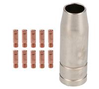 AB Tools 1 Shroud & 10 X 1.0mm Contact Tips Mig Welding Binzel Style Euro Torch Mb15