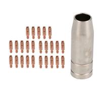 AB Tools 1 Shroud & 25 X 0.6mm Contact Tips Mig Welding Binzel Style Euro Torch Mb15