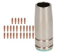 AB Tools 1 Shroud & 25 X 0.8mm Contact Tips Mig Welding Binzel Style Euro Torch Mb25