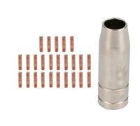 AB Tools 1 Shroud & 25 X 0.8mm Round Contact Tips Mig Welding Binzel Style Mb15 Torch
