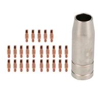 AB Tools 1 Shroud & 25 X 1.0mm Round Contact Tips Mig Welding Binzel Style Mb15 Torch