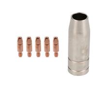 AB Tools 1 Shroud & 5 X 0.6mm Contact Tips Mig Welding Binzel Style Euro Torch Mb15