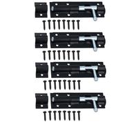 AB Tools 100mm Tower Bolt Shoot Bolt Sliding Latch Catch Shed Gate Garage Door 4Pk