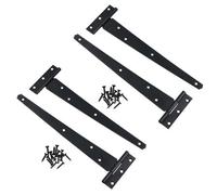 AB Tools 10In / 250mm Heavy Duty T Tee Hinges For Shed + Garden Gates Black Finish 4Pc