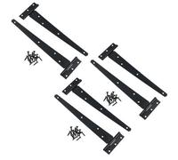 AB Tools 10In / 250mm Heavy Duty T Tee Hinges For Shed + Garden Gates Black Finish 6Pc