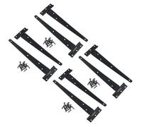 AB Tools 10In / 250mm Heavy Duty T Tee Hinges For Shed + Garden Gates Black Finish 8Pc