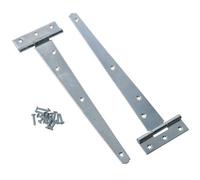 AB Tools 10In / 250mm Heavy Duty T Tee Hinges For Shed + Garden Gates Zinc Plated 2Pc