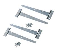 AB Tools 10In / 250mm Heavy Duty T Tee Hinges For Shed + Garden Gates Zinc Plated 4Pc