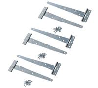 AB Tools 10In / 250mm Heavy Duty T Tee Hinges For Shed + Garden Gates Zinc Plated 6Pc