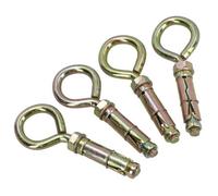 AB Tools 10mm Closed Hook Eye Bolts Rawl Shield Wall Anchor Expansion Brick Stone 4Pc