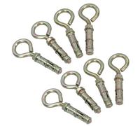AB Tools 10mm Closed Hook Eye Bolts Rawl Shield Wall Anchor Expansion Brick Stone 8Pc