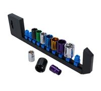 AB Tools 10Pc Coloured 3/8" Dr Shallow Sockets 6 Point Hex Metric 10 - 19mm With Rail