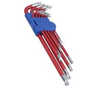 AB Tools 10Pc Coloured Extra-Long Torx Star Keys With Holder T9 -T50 Anti Slip Grip Cover