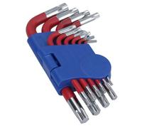 AB Tools 10Pc Coloured Short Torx Star Keys With Holder T9-T50 Anti Slip Grip Covering