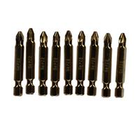 AB Tools 10Pc Power Pz2 Screwdriver 50mm Titanium Coated S2 Bit Set Pozi 1/4" Shank