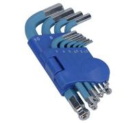 AB Tools 10Pc Short Coloured Allen Hex Ball Ended Keys Set With Holder 1.5mm-10mm