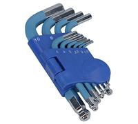 AB Tools 10pc Short Coloured Allen Hex Ball Ended Keys Set with Holder 1.5mm - 10mm