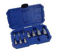 AB Tools 10Pc Triple Square Spline Tamperproof Shallow Sockets 1/4 3/8 + 1/2In M4 - M18