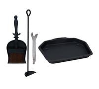 AB Tools 11" Metal Ashpan Ash Pan Tray For 16" Fireplace, Handle, Rake & Hearth Tidy