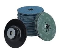 AB Tools 115mm 36 Grit Fibre Zirconium Abrasive Discs Sanding Grinding 50Pc With Holder