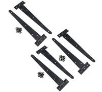 AB Tools 12In / 300mm Heavy Duty T Tee Hinges For Shed + Garden Gates Black Finish 6Pc