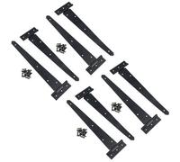 AB Tools 12In / 300mm Heavy Duty T Tee Hinges For Shed + Garden Gates Black Finish 8Pc