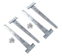AB Tools 12In / 300mm Heavy Duty T Tee Hinges For Shed + Garden Gates Zinc Plated 4Pc