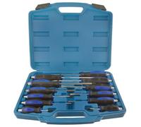 AB Tools 12Pc Go Through Industrial Screwdriver Set Philips & Flat Head With Hex Shank