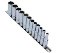 AB Tools 12Pc Imperial Sae Af 1/4" - 7/8" Sockets 6 Point On Rail Deep 3/8" Dr At939