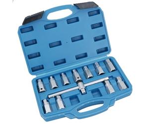 AB Tools 12pc Oil Drain Plug Key Set For Gear Boxes Back Axles Gearbox Hex + Square Bits