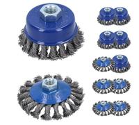 AB Tools 12Pc Twist Knot Cup And Flat Bevel Brushes Rust Paint Removal For 4-1/2" Grinders